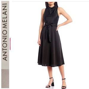 Antonio Melani Kinnon Drape Neck Satin A-Line